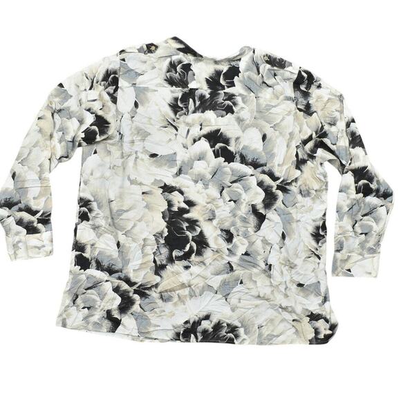 Calvin Klein Plus Size 2X Blouse Multicolor Polyester Preowned Button Up Floral - Picture 2 of 8